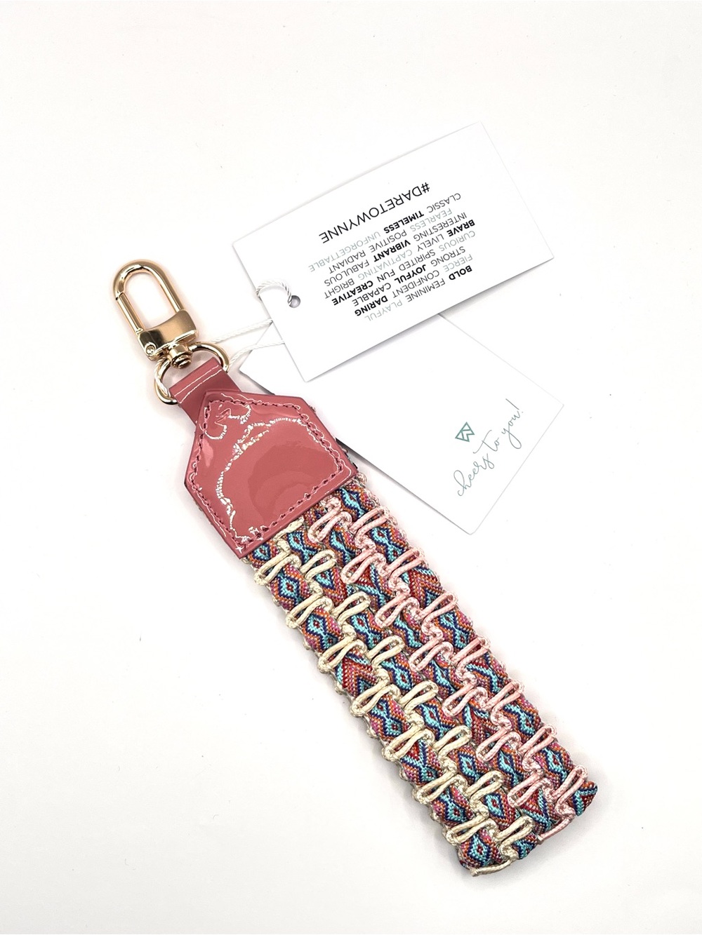 Kelly Wynne Keep On Cruisin' New Rose Multicolor Braided Keychain Strap-Leather - Picture 2 of 2